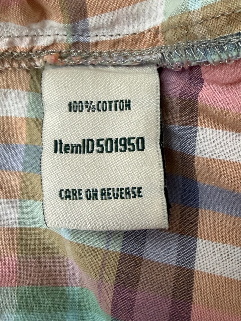 VGUC L.L. Bean Pastel Plaid Button-Down Roll Tab Sleeve Casual Shirt - Picture 7 of 8